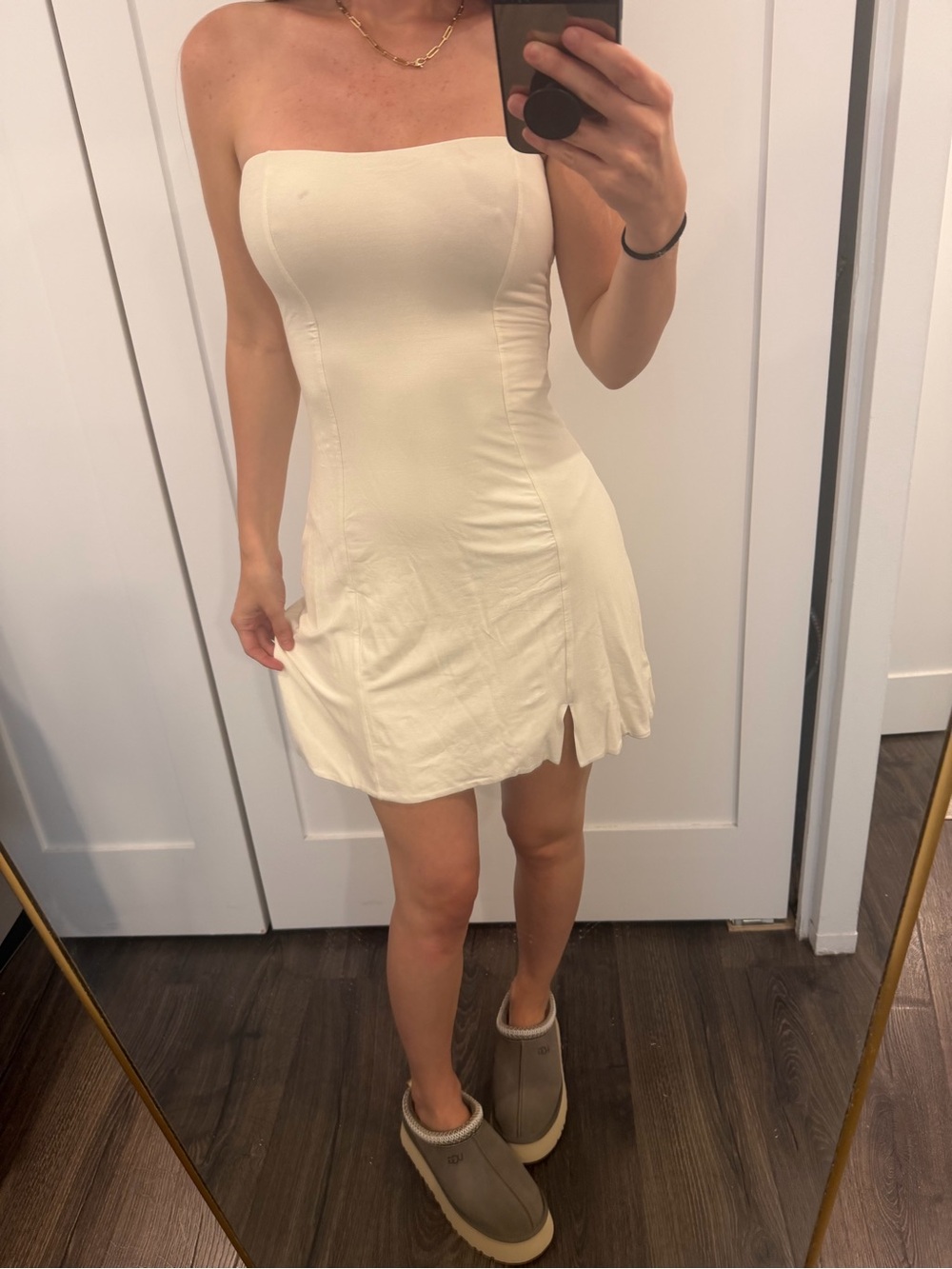 OH POLLY NWT WHITE STRAPLESS STRECHY MINI DRESS IN TALL - Picture 1 of 13